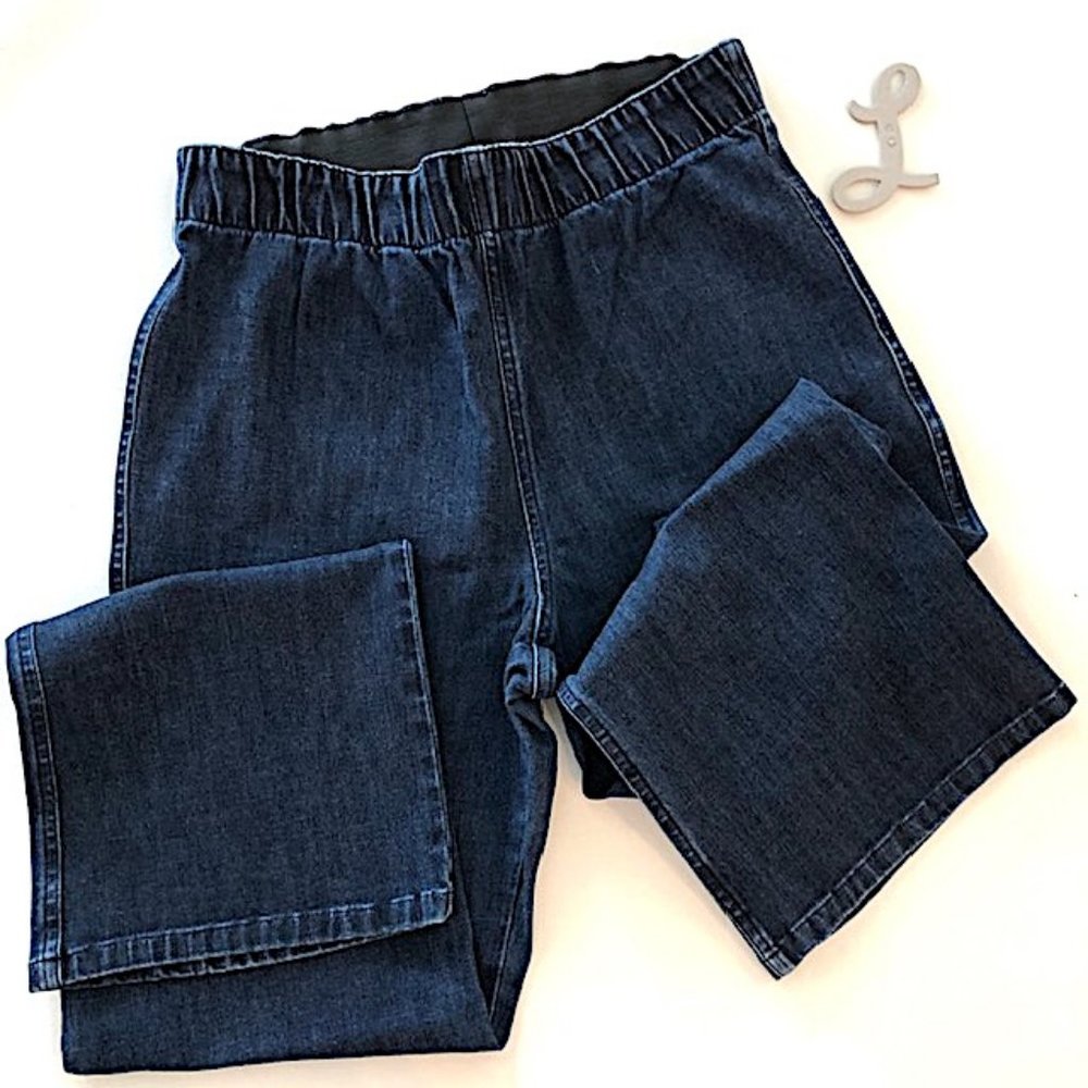 Soft Surroundings Elastic Waist Navy Denim Jeans